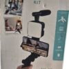 Vlogging Kit 6 in 1 for iPhone, Android (with Tripod), Mini LED + Cardioid Microphone + Phone Clip + Tripod