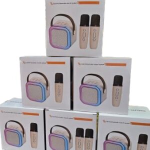 Portable Karaoke Set with LED Bluetooth Speaker and Wireless Microphone Multi Colour