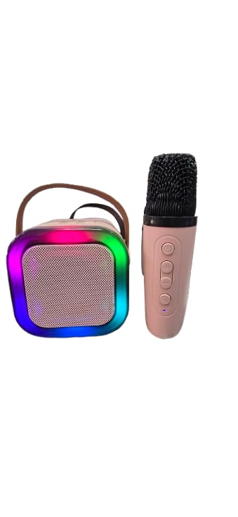 Portable Karaoke Set with LED Bluetooth Speaker and Wireless Microphone Multi Colour