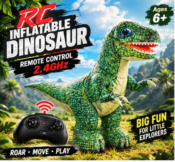 d2 RC Inflatable Dinosaur Toy – 2.4GHz Remote Control 360° Rotating Dinosaur