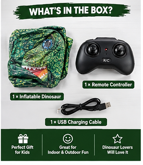 d6 RC Inflatable Dinosaur Toy – 2.4GHz Remote Control 360° Rotating Dinosaur