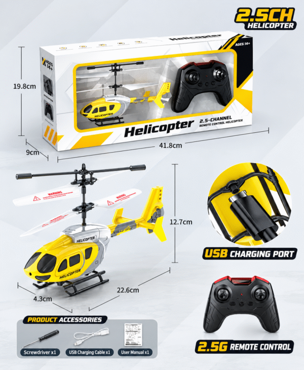 2.4CH Remote Control Helicopter for Kids & Beginners | Rechargeable USB RC Flying Helicopter with Remote Controller