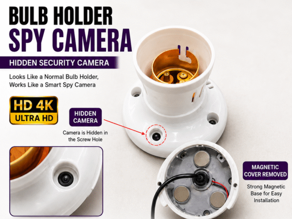 Wi-Fi Bulb Holder Security Camera – HD 4K Smart Camera with Mobile Remote Viewing