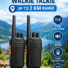 Wireless Walkie Talkie Set – 2 Pieces | Up to 2 KM Range | Two-Way Communication | Rechargeable Battery | Black