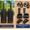 Wireless Walkie Talkie Set – 2 Pieces | Up to 2 KM Range | Two-Way Communication | Rechargeable Battery | Black