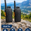 Wireless Walkie Talkie Set – 2 Pieces | Up to 2 KM Range | Two-Way Communication | Rechargeable Battery | Black